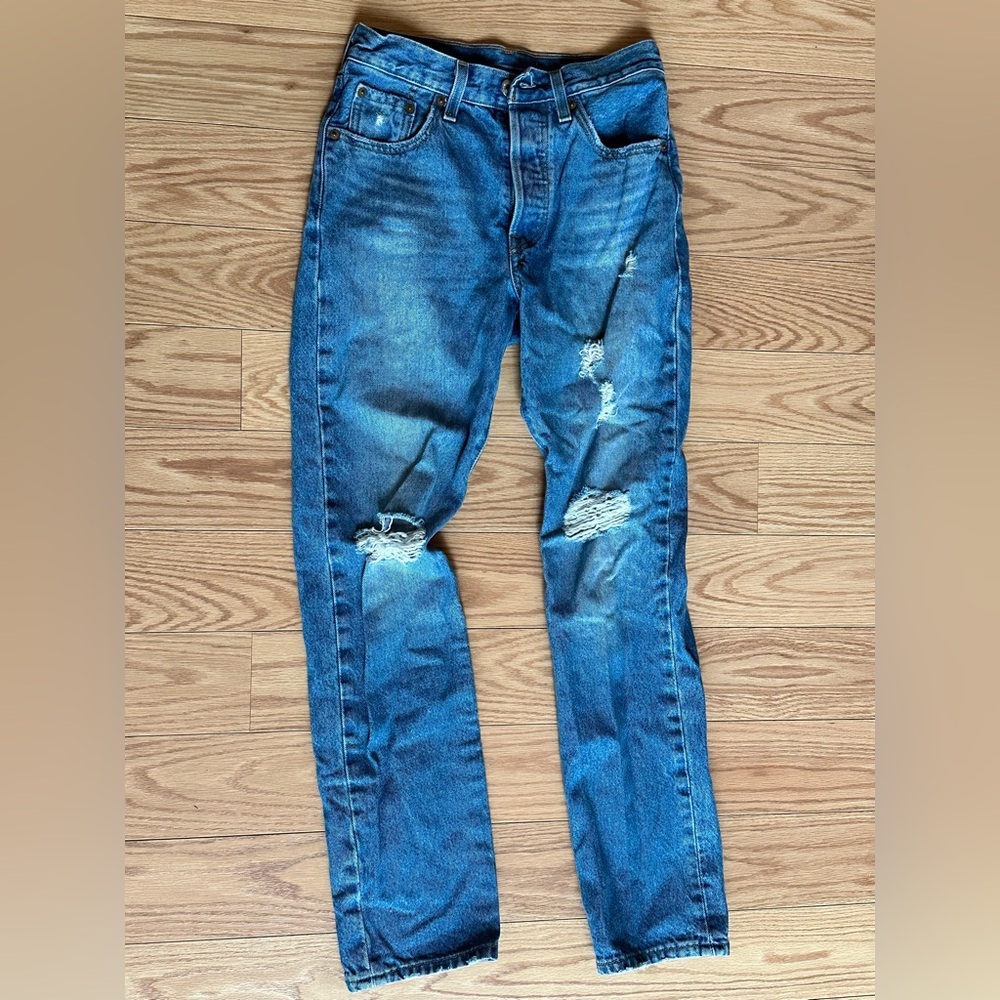 Levi’s Women’s 501 Blue Distressed Jeans
